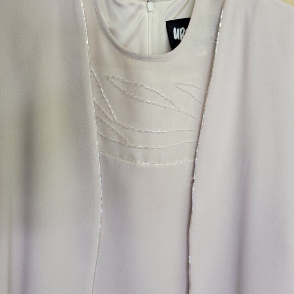 Vintage Ursula of Switzerland Women Dress Sz 16 Cream Layered w/ Open Blouse Set - Picture 2 of 16